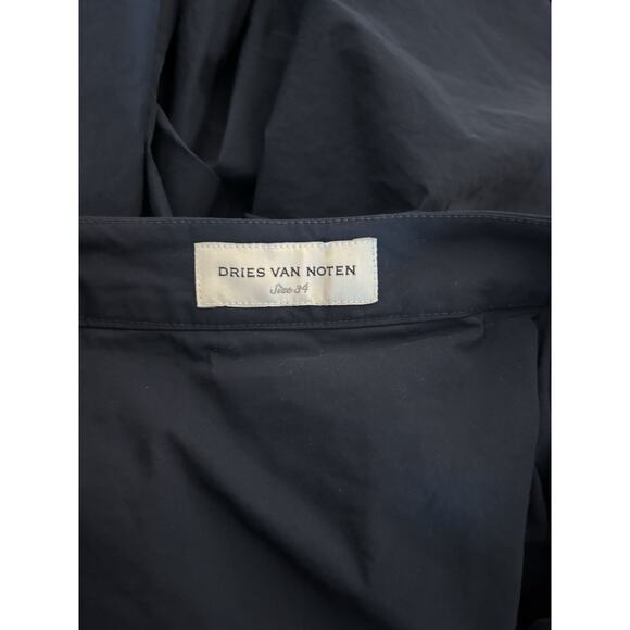 Dries Van Noten Skirt 34 XS Blue Knee Asymmetrical Taffeta Pintucked Designer - Picture 5 of 9